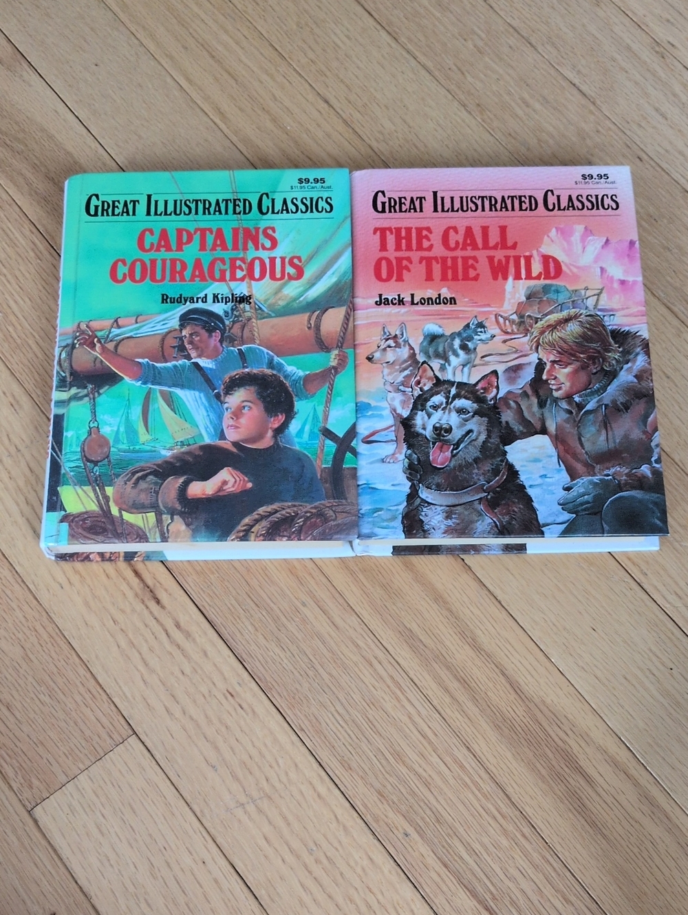 Vintage Great Illustrated Classics Hardcover Book Lot: Kipling & Jack London